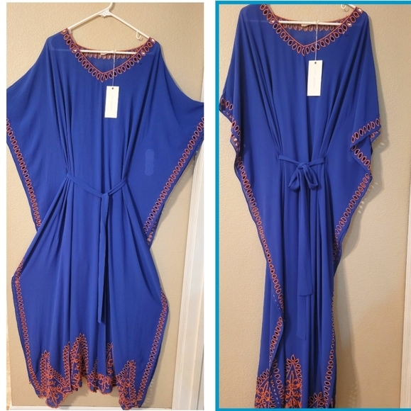 🩵NWT Lush for Lulus Embroidered Caftan Maxi Dress - Picture 5 of 5